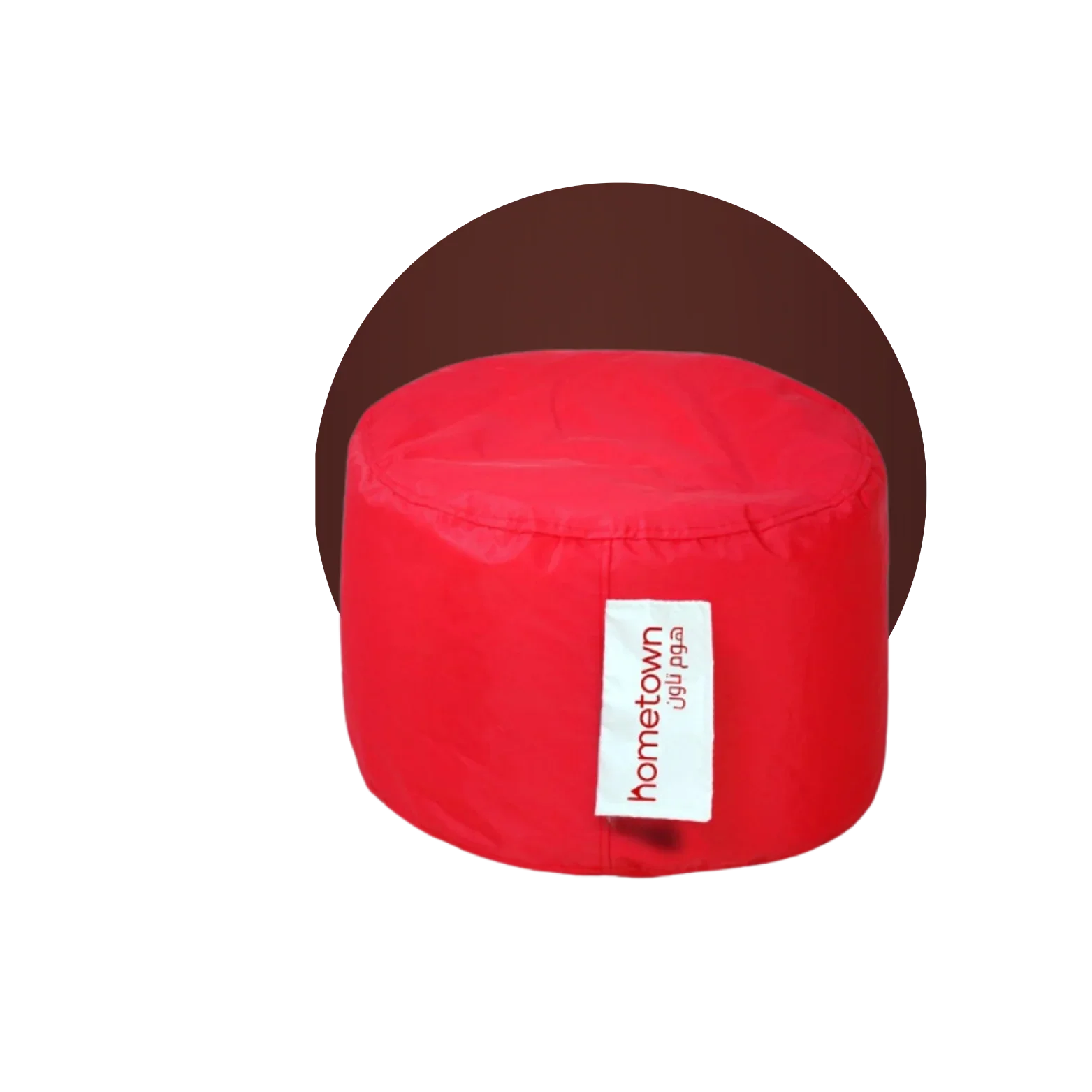 modern red pouf, office and home furniture, high-quality fabric, contemporary design