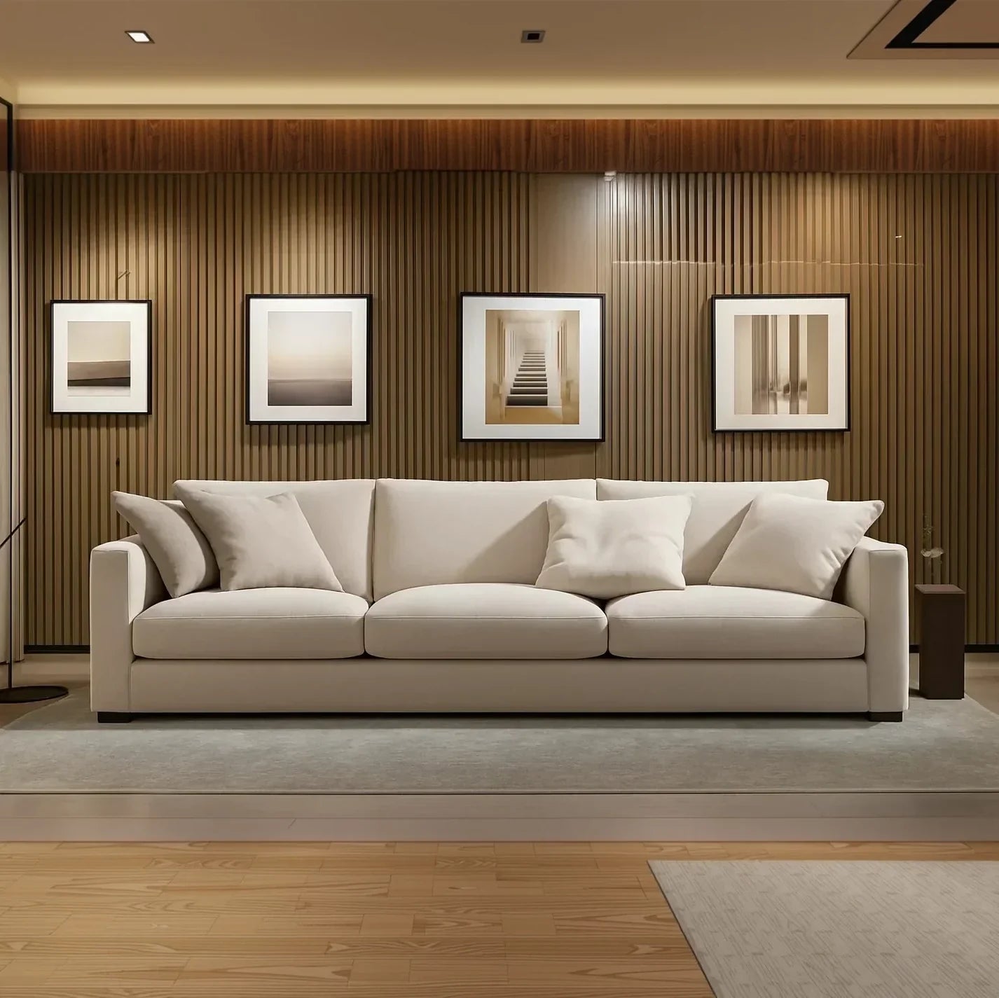 أريكة fek 0025 مودرن خشب زان - بيج (240 سم)