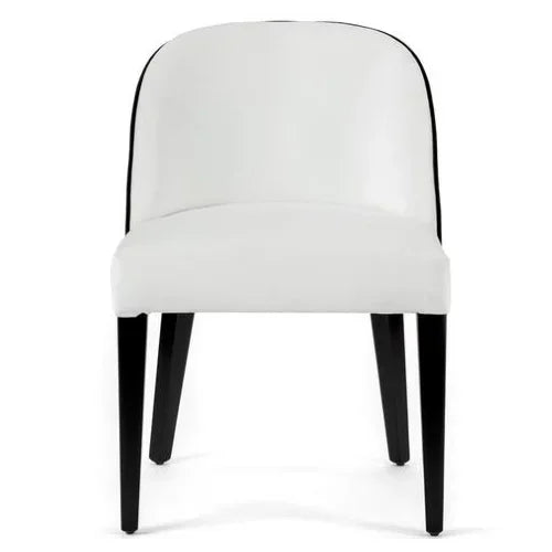 modern white upholstered chair with black wooden legs, crafted for home and office furniture