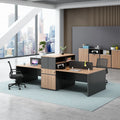 ​خلية عمل مكتبية مودرن 4 أفراد كود FK-016 مقاس 120×300 سم من خشب MDF ملزوق ميلامين مقاوم للماء والحرارة مع وحدات تخزين