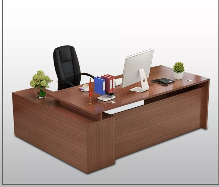 مكتب مدير مودرن حرف L خشب MDF ميلامين مقاوم للماء والحرارة FK-064