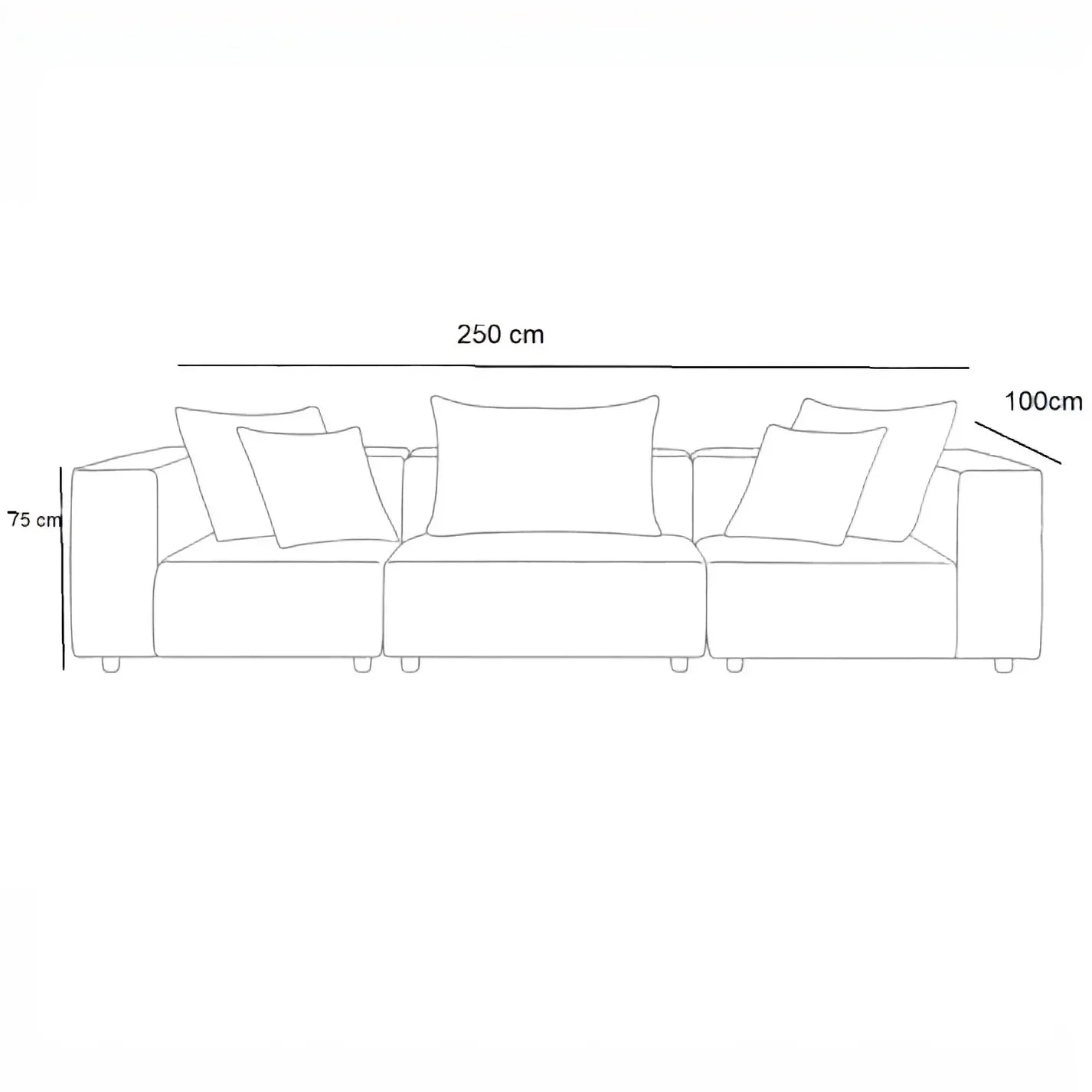 أريكة fek 0024 مودرن خشب زان - رمادي (250 سم)