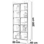 نيش مودرن أبيض زجاج مع إضاءة داخلي خشب MDF مقاس 80×40×200 سم