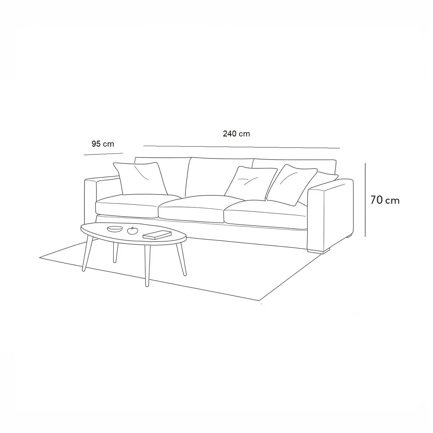 أريكة fek 0025 مودرن خشب زان - بيج (240 سم)