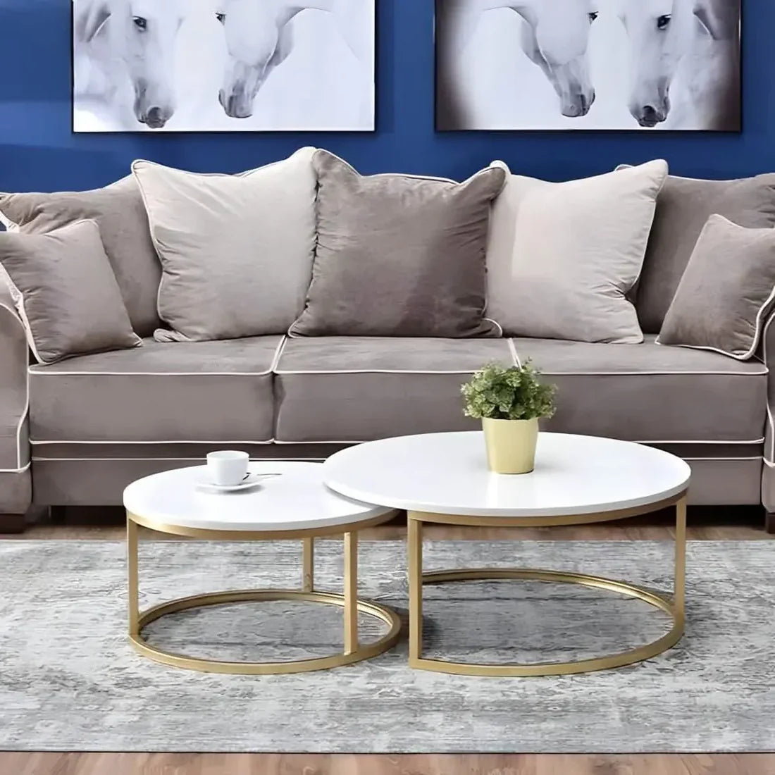 طقم ترابيزة ستيل، قطعتين مودرن ابيض fek . fa036