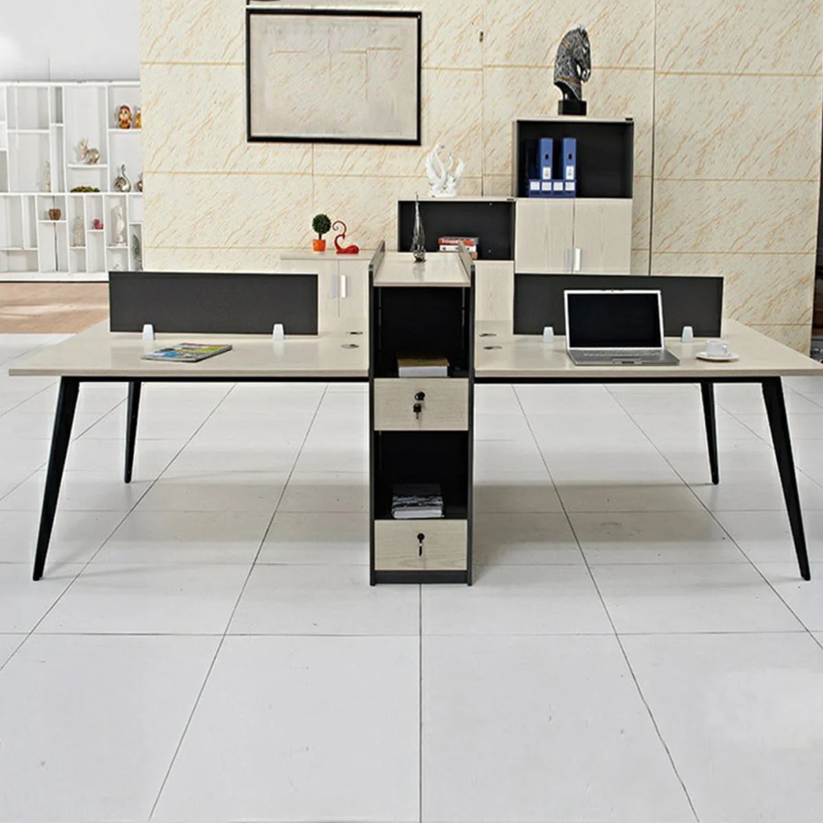 خلية عمل مكتبية خشب ام دي اف MDF ميلامين مقاوم للماء والحرارة مقاس 120×270 سم - موديل FK-074