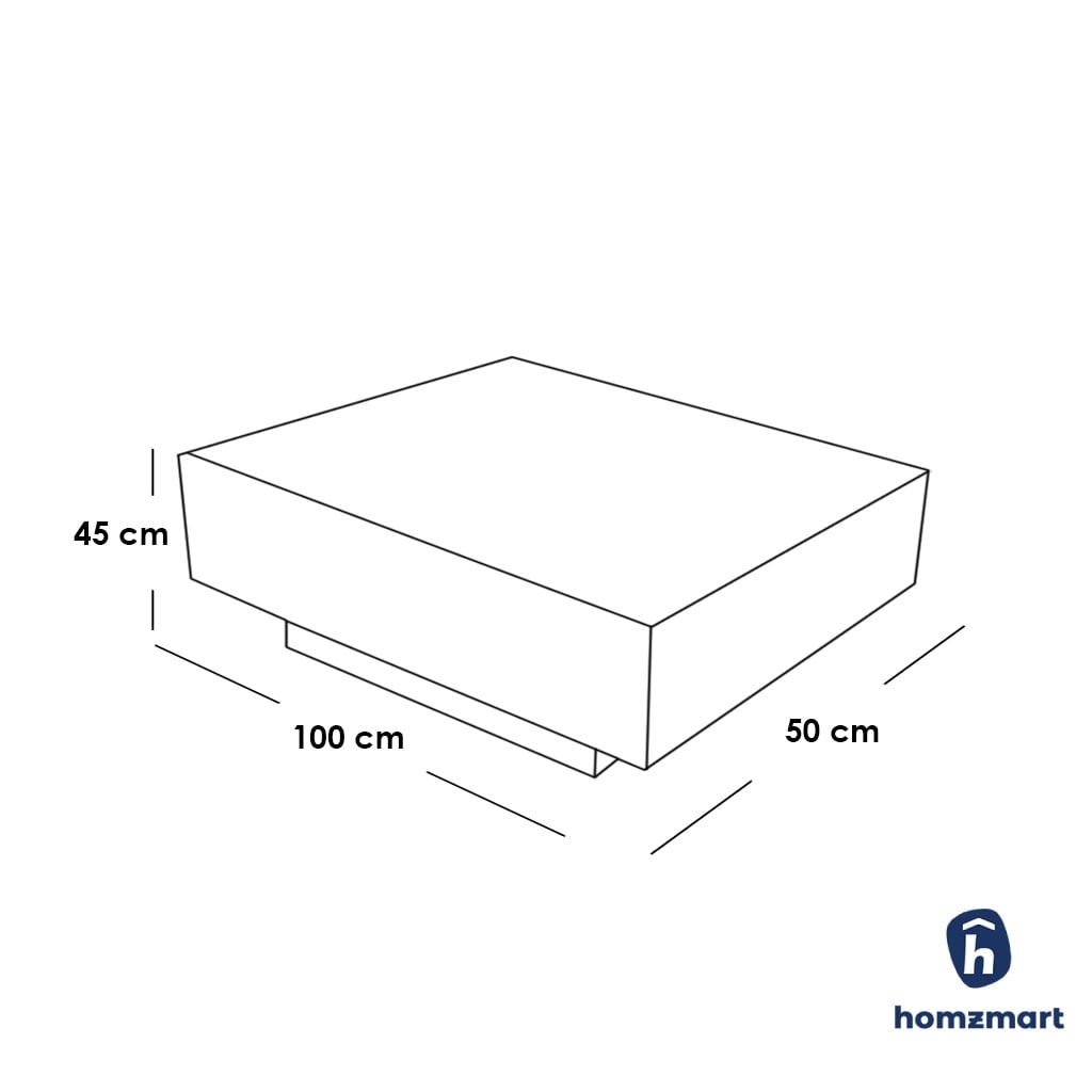 مخطط مقاسات طاولة قهوة مودرن 100×50 سم وارتفاع 45 سم - Fekra Home