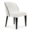 Modern white upholstered chair with black legs, home and office furniture, high-quality details