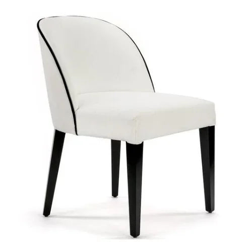 Modern white upholstered chair with black legs, home and office furniture, high-quality details
