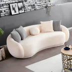 أريكة fek 0033 مودرن قطيفة - خشب طبيعي - أوف وايت (220 سم)