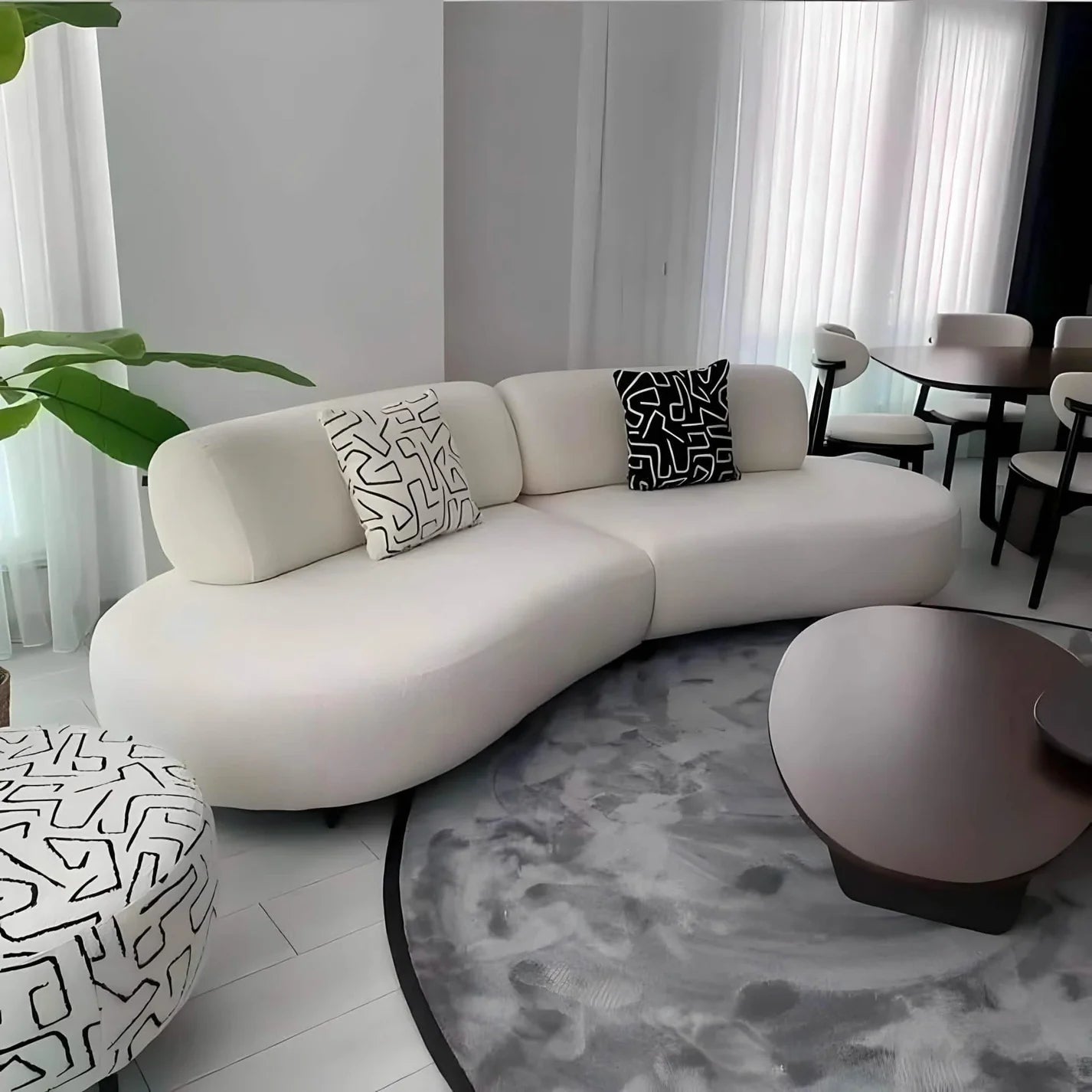 أريكة fek 0012 مودرن قطيفة باندا - أوف وايت (240 سم)