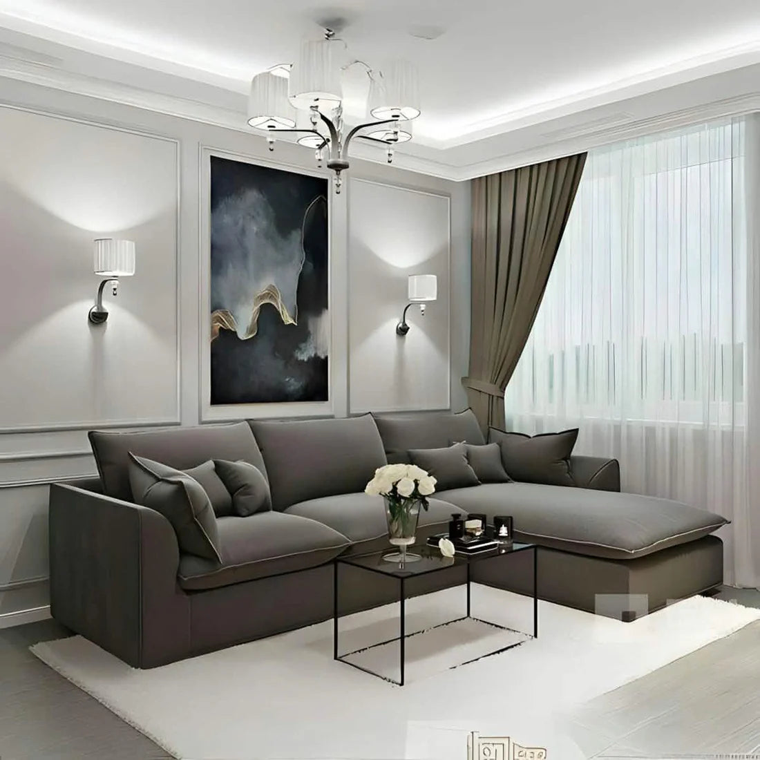 ركنة خشب مودرن رمادي fek . fa029