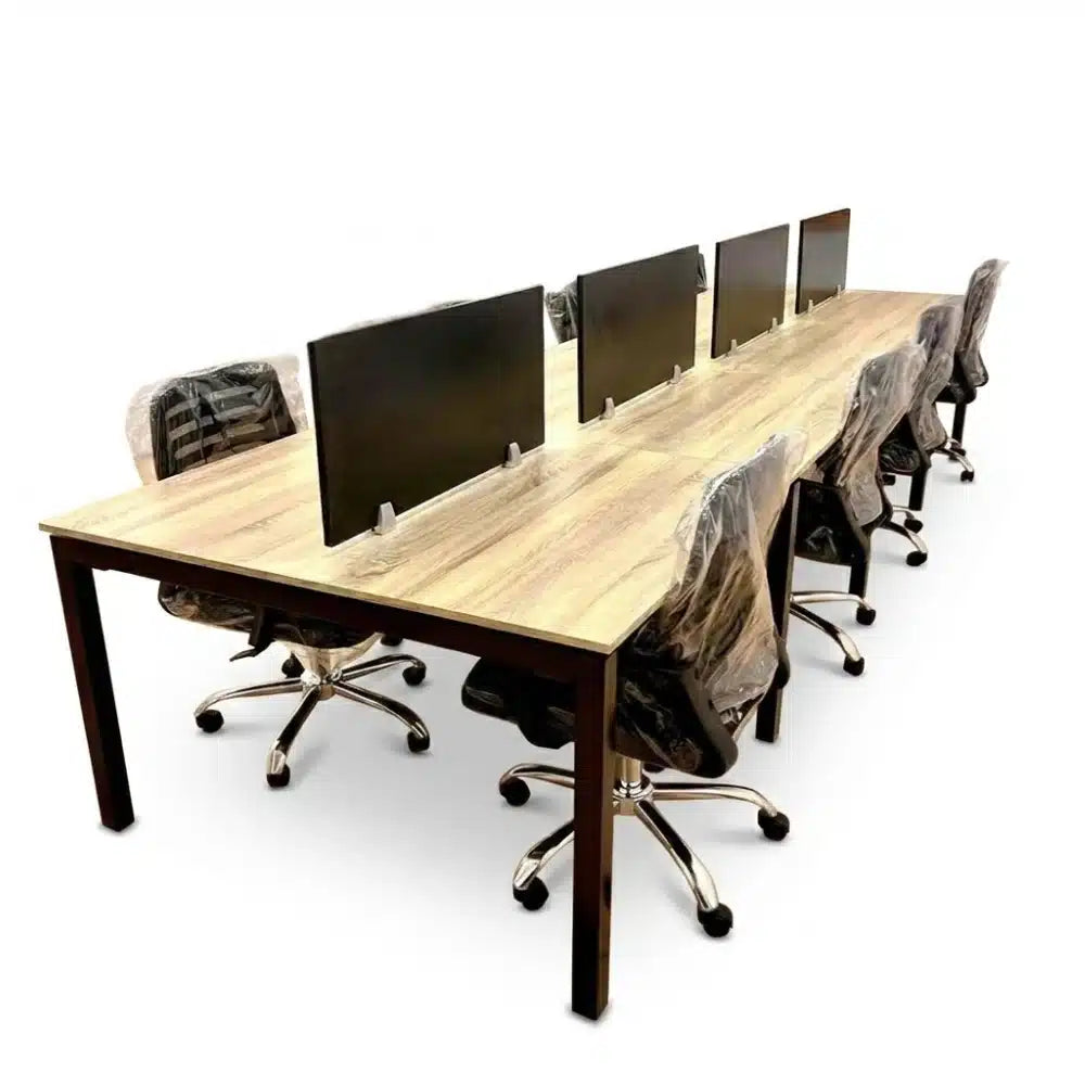 خلية عمل مكتبية 8 أفراد خشب MDF ميلامين مقاوم للماء والحرارة مقاس 400×120 سم - موديل FK-021