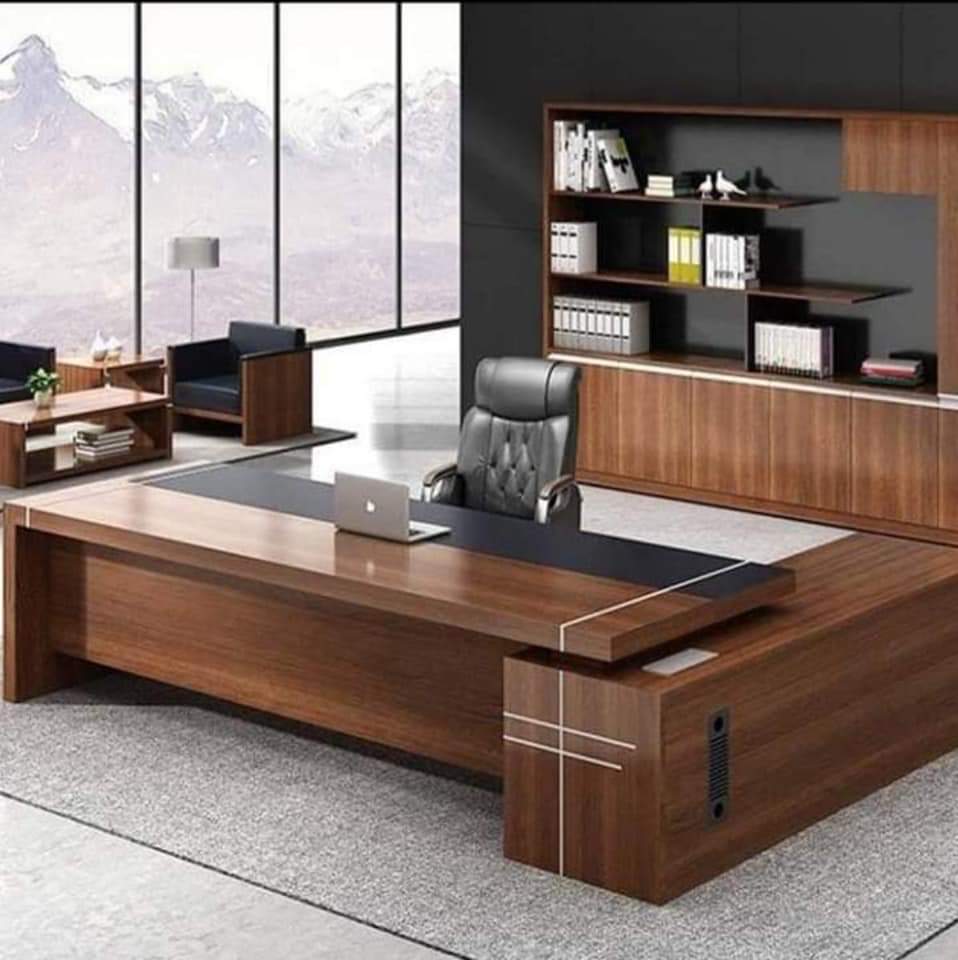 من فكره هوممكتب مدير مودرن شامل مع وحدة أدراج وسايد بتصميم إسباني فاخر.