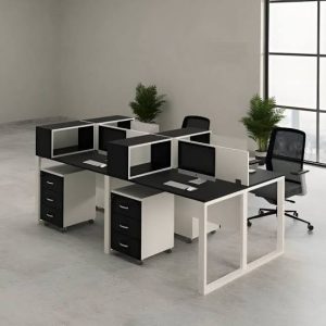 خلية عمل مكتبية رباعية مودرن - تصميم ذكي للمساحات الجماعية