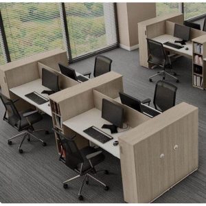 خلية عمل رباعية مودرن لـ 4 موظفين بتصميم احترافي (260×120 سم) | فكرة هوم