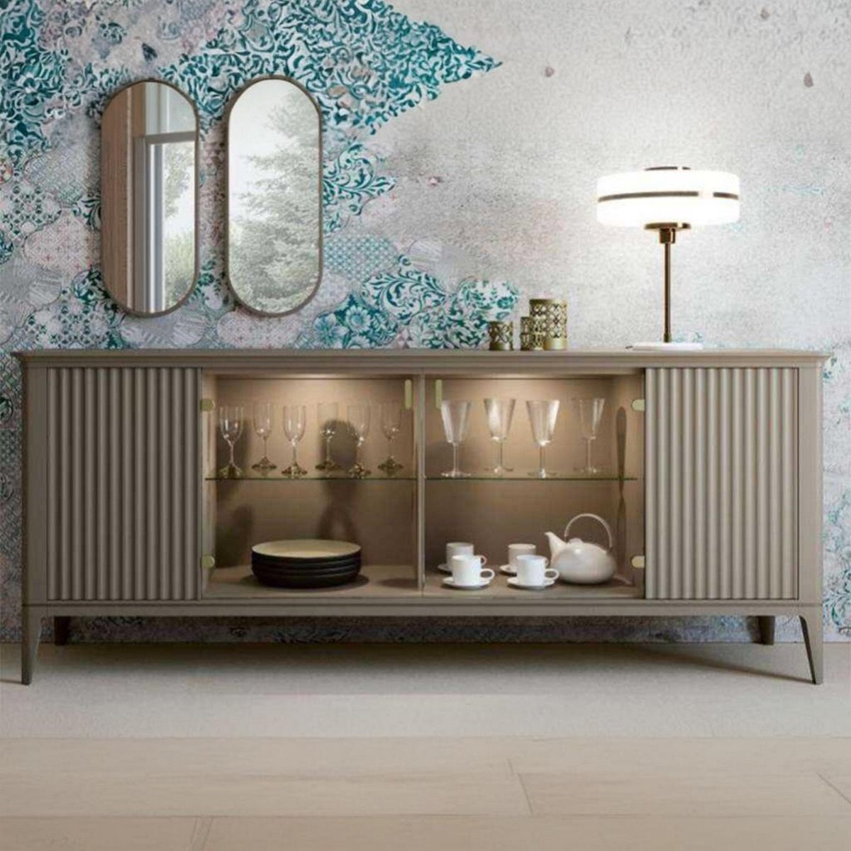 بوفيه مودرن خشب MDF وموسكي بيج بمقاس 80×160×40 سم لغرفة السفرة والمعيشة - فكرة هوم