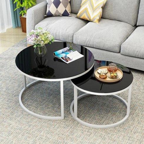 طاولتين قهوة مودرن بتصميم أنيق و سطح أسود، أثاث مكتبي ومنزلي عالي الجودة