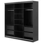 دولاب ملابس جرار أسود مودرن عرض 240 سم مع مراية للمظهر الخارجي Modern black sliding wardrobe 240cm with mirror