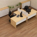 خلية عمل مكتبية مزدوجة خشب MDF ميلامين مقاوم للماء مع وحدتي أدراج مقاس 240×120 سم - موديل FK-021