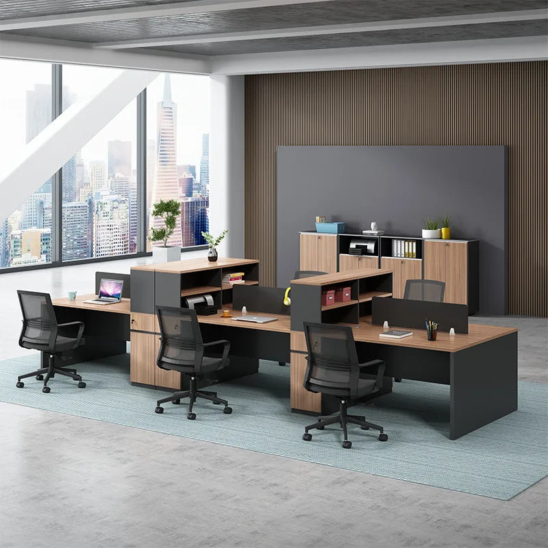 ​خلية عمل مكتبية حديثة خشب MDF ملزوق ميلامين مقاوم للحرارة والمياه مقاس 360×120 سم موديل Fk-019