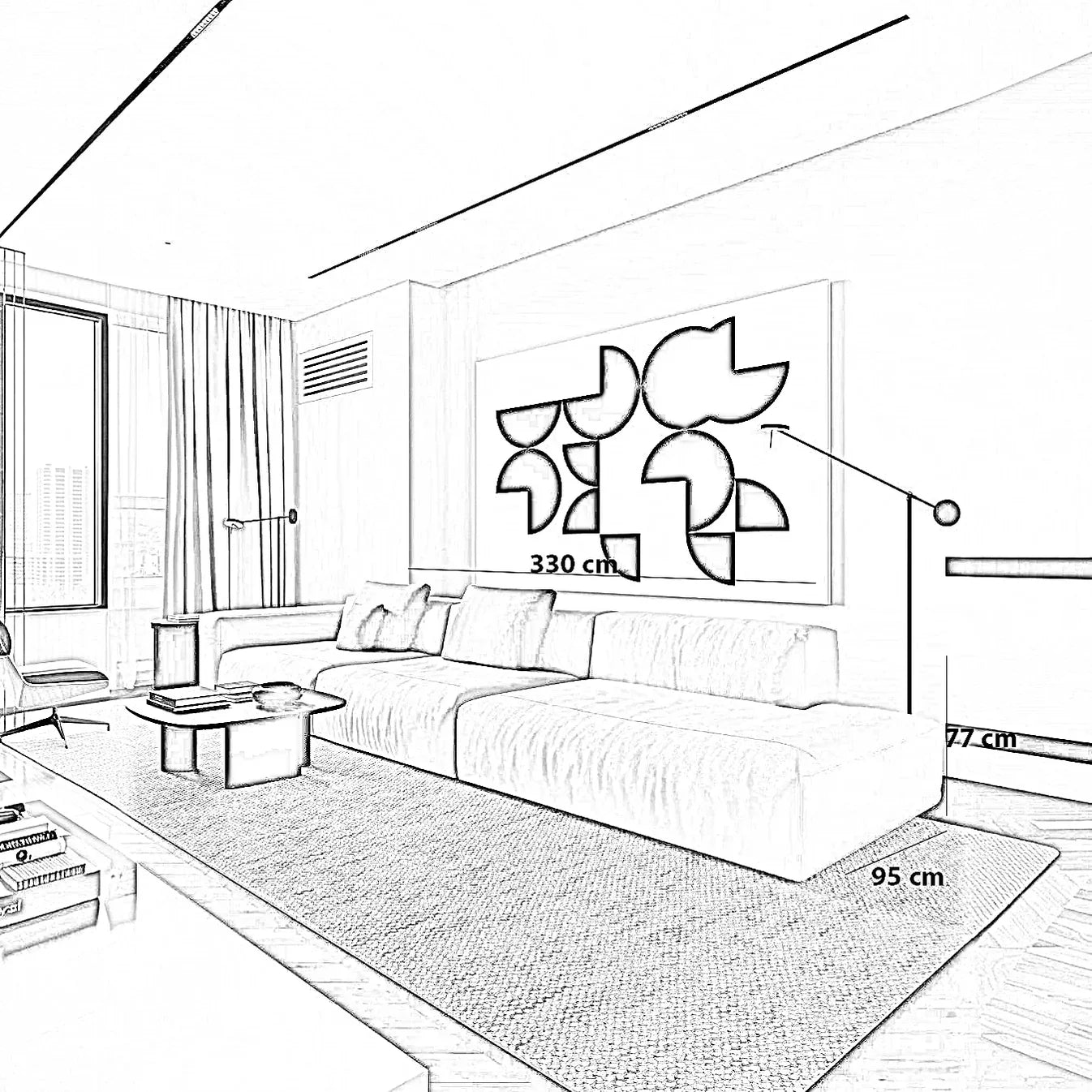 أريكة fek 0023  العائلية خشب زان - رمادي (330 سم)