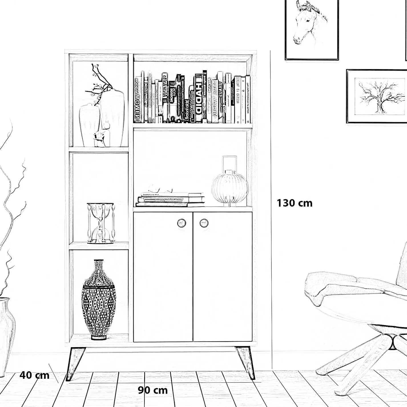 مكتبة رف مودرن  بني fek0089