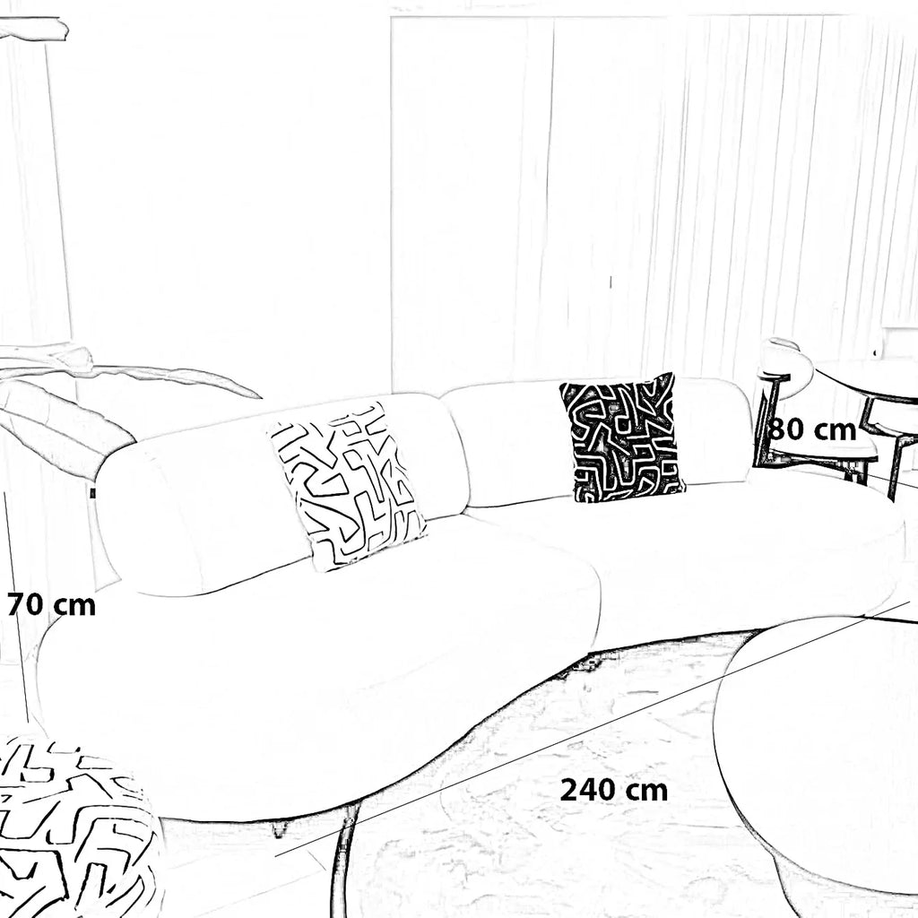 أريكة fek 0012 مودرن قطيفة باندا - أوف وايت (240 سم)