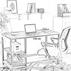 مكتب مودرن بأرفف جانبية لتنظيم الكتب والأدوات - تصميم عملي