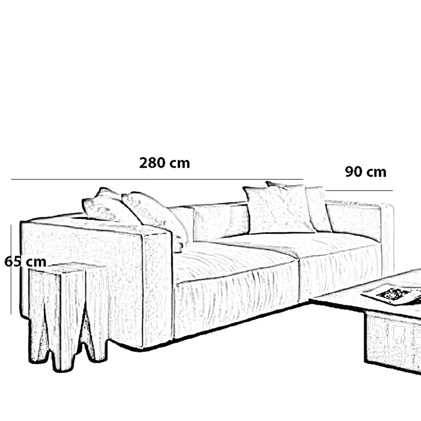 أريكة fek 0019 مودرن قطيفة - خشب زان وأوف وايت (280 سم)