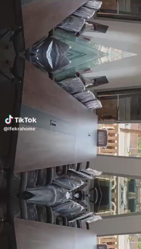 طاولة اجتماعات مودرن FEK HM 00115 - تصميم خشبي راقٍ وأرجل معدنية